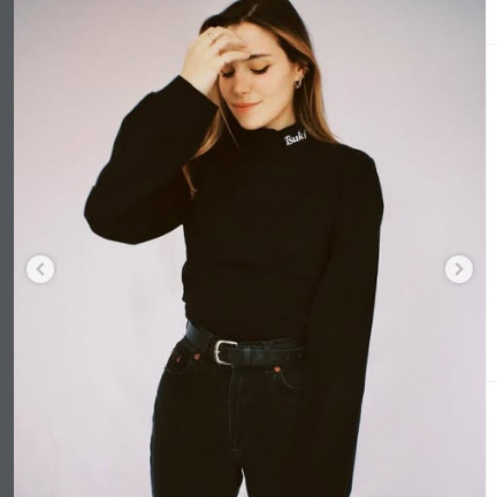 Tsuki Black Turtleneck Top XS